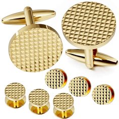 PRICES MAY VARY. DESIGN- Sleek, exquisite texture make this round cufflinks and stud set unique, silver tone cufflinks set is suitable for all kinds of outfits. Gold cufflinks and studs look out-standing on your white tuxedo dress shirt. SPECIFICATION- 18 mm x 3 mm for cufflinks, 10 mm x 2 mm for tuxedo stud; Package contain one pair of cfflinks and 6 studs. PERFECT FOR ANY SETTING – Casual use and formal events like wedding, business meeting; Our cufflinks and tux studs are a perfect match for Business Birthday, Studs For Men, Tuxedo Studs, Box Gifts, Tuxedo Shirt, Best Gifts For Him, White Tuxedo, Closure Design, Studs Men