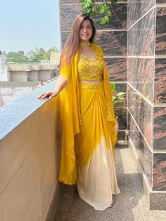 Yellow Ethnic Wear, Dresses Trendy Party, वेस्टर्न ड्रेस, Haldi Dresses, Haldi Dress Ideas, Cute Party Dresses, Celebration Dance, Haldi Ceremony Outfit, Haldi Dress