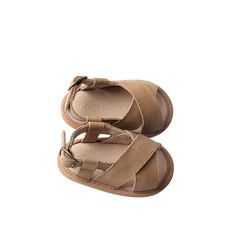 Saddle - Cross Sandal - US Size 2-4 - Soft Sole Shoes Deer Grace Brown Non-slip Sandals For Vacation, Cute Closed Toe Summer Slippers, Cute Non-slip Flip Flops With Round Toe, Non-slip Round Toe Sandals For Beach, Synthetic Slippers With Round Toe And Buckle Closure, Adjustable Sandals With Rubber Sole, Round Toe Synthetic Slingback Sandals With Rubber Sole, Synthetic Slingback Sandals With Rubber Sole And Round Toe, Synthetic Slingback Sandals With Round Toe And Rubber Sole