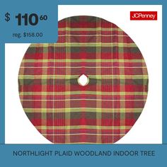 a red and green plaid pattern on a blue background with the text $ 10 00