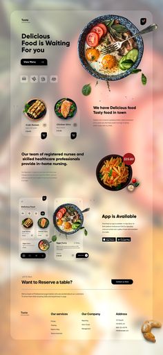 the website is designed to look like it has many different food items on top of it