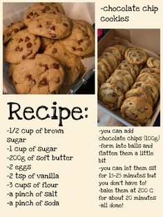 the recipe for chocolate chip cookies is shown