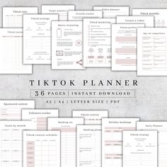 the tiktok planner is full of pages to print and use for any type of project