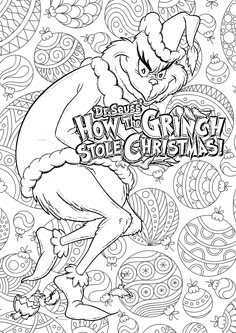 an adult coloring book with the title how to draw a gremble for christmas