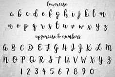 the upper and lower case of a handwritten font