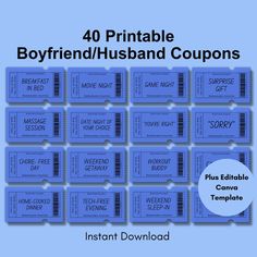 40 printable boyfriend / husband coupons