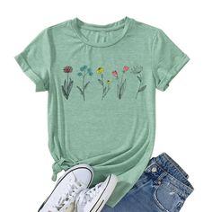 PRICES MAY VARY. 【Material】Womens Flower T Shirts is Made of Cotton Blend, Breathable, Comfortable, Skin-friendly. 【Cute Design】Flower T-Shirts for Women, Wildflower Graphic Tees for Women, Womens Flowers Casual T Shirts, Flower Shirts for Women Trendy Summer . 【Occasion】This flower t shirts for women is suitable for daily wear, dating, yoga, work, school, vacation holiday, casual. 【Gifts】Great gifts for plant flower lovers, Thanksgiving gifts, Anniversary gifts, Graduation, Birthday gifts, The Wildflower Graphic, Cute Garden, Womens T Shirts, School Vacation, Gifts Anniversary, Design Flower, Flower Graphic, Plant Flower, Flower Shirt