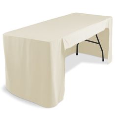 a table with a white cover on it