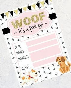 Dog Invitations Birthdays, Puppy Adoption Birthday Party, Honey Party, Dog Party Invitations, Puppy Birthday Invitations, Dog Birthday Invitations, Birthday Puppy, Dog Themed Birthday Party, Birthday Party Invitations Free