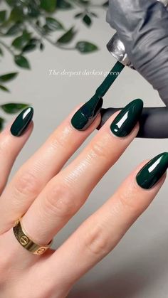 Fall Nails Minimalist Design, Single Color Manicure, Almond Nails Ideas Solid Colors, Dark Almond Nails Fall, Oval Nails Fall Colors, Winter Color Nails Gel, Plain Coloured Nails, Almond Nails Dark Colors, Dark Oval Nails