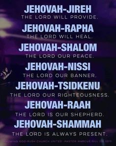 the lord is always present with his name in blue and white text on a purple background