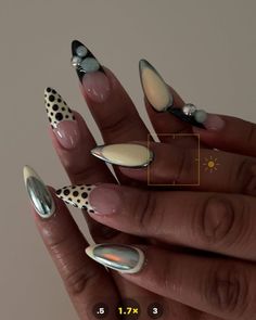 addi (@addiisnails) • Instagram photos and videos Funky Almond Nails, Long Almond Nails Designs, Fun Almond Nails, Unique Almond Nails, Alt Nails, Pointy Nails, Nails Now, Oval Nails