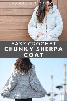 the easy crochet chunky sherpa coat is an easy way to keep warm