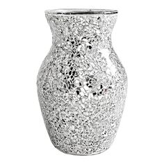 PRICES MAY VARY. Vase Size: This glass vase measures about 7.9 x 3.9 inch/ 20 x 10 cm, perfect size for table centerpieces. Material: The decorative vase made from crystal glass, thickened glass ensures that the vase is strong and solid. Durable for long term usage. Unique Design: Mosaic pieces are smooth and dense pasted; With a wide base and thick glass to keep the vase stable, this flower vase will give you many years of pleasure. Mosaic Decor: Glass mosaic reflects lights and adds glamours t Dresser Fireplace, Nightstand Bookcase, Mosaic Floor Vase, Bling Flower Vase, Clear Glass Vases With Stones, Shelf Dresser, Silver Mercury Glass Vases, Chandelier Centerpiece, Sliver Glitter Vase