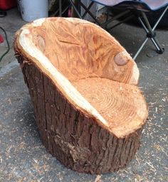 a chair made out of a tree stump