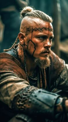 Viking Men Hair, Viking Haircut Men, Viking Make Up Men, Vikings Men, Vikings Aesthetic, Viking Portrait, Viking Warrior Men, Viking Man, Viking Makeup