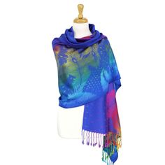 New With Tags, Statement Style, Multicolored Peacock Patterned Print Design Scarf Shawl With Fringed Tassel Edges Measures: 28" X 78" Material: 100% Pashmina Lightweight And Soft, Easy To Carry. Bundle To Save On Shipping Color: Royal Blue Trendy Statement Jacket / Bright / Rainbow / Coat / Sweater / Cape / Shawl / Cardigan / Scarve / Oversized Scarf R 050 P Rainbow Coat, Sweater Cape, Cape Shawl, Design Scarf, Blue Shawl, Fringe Shawl, Cape Sweater, Blue Peacock, Statement Jacket