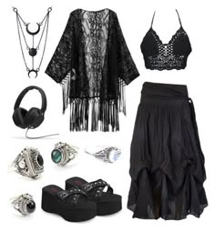 Dark Hippie, Hippie Goth, Whimsy Goth, Alt Outfits, Estilo Hippie, Hippie Outfits, Fairy Grunge