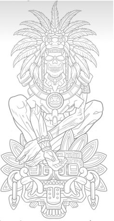 Aztec And Mayan Art, Tattoo Design Leg Men, Aztec Tattoo Patterns, Aztec Tattoo Stencils, Aztec Drawing Sketches, Aztec Skull Tattoo, Aztec Art Tattoo, Tattoo Design Leg, Aztec Warrior Tattoo