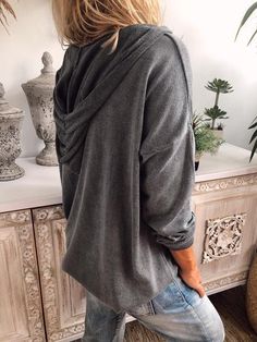 Grey Hoodie Long Sleeve Plus Size Sweater Oversized Tops With Double-lined Hood For Fall, Solid Color Relaxed Fit Hoodie For Fall, Relaxed Fit Fall Hoodie, Casual Winter Hooded Jacket For Layering, Fall Fleece Hoodie For Layering, Fleece Hoodie For Fall, Solid Hoodie With Ribbed Cuffs For Fall, Solid Fall Hoodie With Ribbed Cuffs, Hoodie With Ribbed Cuffs For Fall