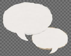 two white speech bubbles on a gray background