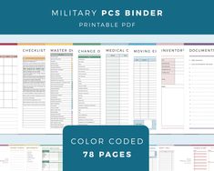 Instant download, PCS binder printable PDF Pack (78 pages) This printable PCS binder is one of our many print at home planner packs, ready to download, print and insert in your planner or binder. This pcs checklist printable comes in both A4 (210 x 297 mm) and US Letter (8.5x11 inch) sizes, meaning that it will work with printers around the globe. Once purchased, you will receive an instant download, ready to print military moving binder for your planning needs. This pack contains 78 printable p Pcs Checklist, Moving Binder, College Student Organization, Travel Packing List Printable, Pcs Binder, Bills Checklist, Check Lists, Military Move, Student Planner Printable