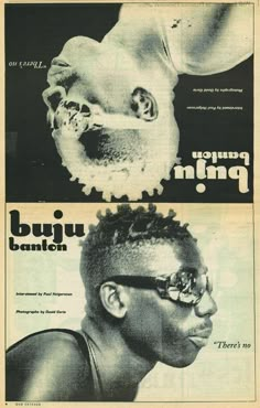 an old newspaper advertisement with two men in black and white photos, one is wearing glasses