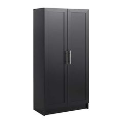 a tall black cabinet with two doors