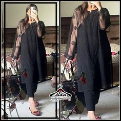 Fabric details: Kurta - Supreme Quality Chiffon With Heavy Resham Chikan Embroidery ( Stitched ) Pants – Black Cotton (Stitched – Free Size) Dupatta – Black Chiffon With Lace Stitched Pants, Black Chiffon, Bold And Beautiful, Black Cotton, All Black