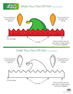 an image of how to make your own elf hat with instructions for making it in the shape