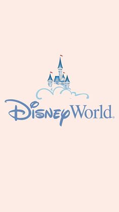 the disney world logo on a pink background