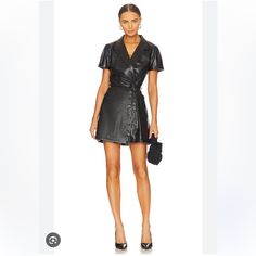 Nwt. Paige Womens Black Lowen Belted Faux-Leather Mini Dress We Know What You’re Thinking, Denim Devote Paige Only Whips Up Endless Styles Of Jeans. But That Couldn’t Be Further From The Truth. The La Native Has A Roster Of Ready-To-Wear Garms Like The Lowen Dress Up Its Sleeve. Fashioned From Faux Leather, The Mini Style Is Shaped To A Classic A-Line Silhouette, With A Plunging Collared V-Neck And Self-Tie Belt To Cinch You In The Waist. Size Small Small Mark On Bottom Back Of Dress Shown In Pi Leather Knee-length Mini Dress For Date Night, Faux Leather Mini Dress For Work, Black Faux Leather Mini Dress For Work, Knee-length Leather Mini Dress For Night Out, Chic Leather Workwear Dress, Leather Knee-length Mini Dress For Night Out, Chic Faux Leather Mini Dress For Work, Chic Leather Mini Dress, Chic Knee-length Leather Mini Dress