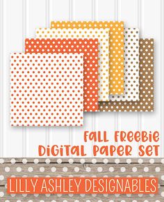 four different papers with polka dots on them and the text fall freebie digital paper set