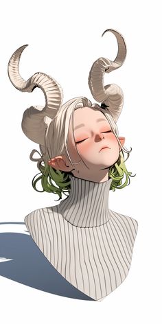 a drawing of a woman with horns on her head