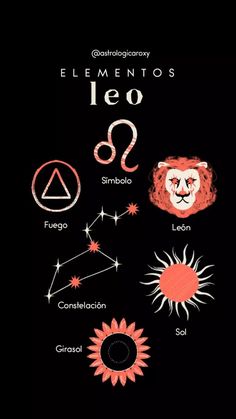 the elements of leo zodiac sign on a black background