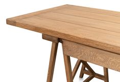 a wooden table with two legs on it