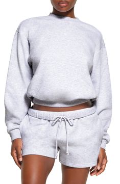 SKIMS Cotton Blend Fleece Classic Crew Sweatshirt | Nordstrom Skims Cotton Fleece, 2024 Outfits, Big Goals, Fleece Sweater, Outfit Aesthetic, Crew Sweatshirts, Classic Silhouette, Cotton Fleece, Cozy Knits