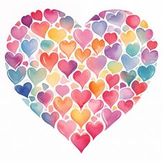 watercolor hearts arranged in the shape of a heart