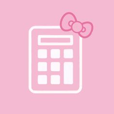 a pink hello kitty wallpaper with a calculator and a bow on it