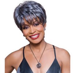 Foxy Silver KATHY Wig Foxy Silver Lady Wig Collection is the newest salt and pepper wigs for mature adults African American Synthetic Wig Shown Color - 3T34 Steel Gray Hair, What Causes Gray Hair, Pretty Gray Hair, Salt And Pepper Wigs, Women With Gray Hair, Grey Silver Hair, Synthetic Hair Care, Grey Wigs, Silver Wigs