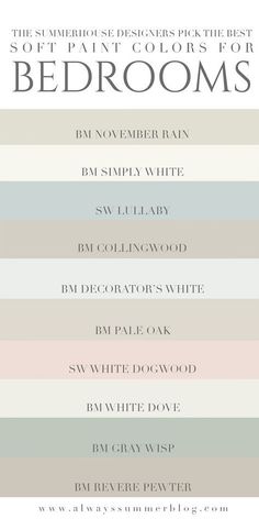 an image of the different colors for bedroom decor