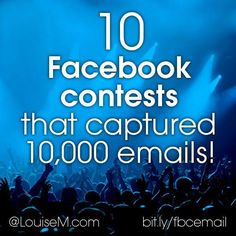 the words facebook contest are in front of an image of people on stage with their hands up