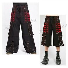 Punk Style Wide Leg Bottoms For Concerts, Punk Style Baggy Pants For Concerts, Baggy Punk Bottoms For Concert, Grunge Bottoms With Pockets For Cosplay, Edgy Halloween Pants With Pockets, Fall Punk Cargo Pants, Fall Punk Style Cargo Pants, Baggy Punk Bottoms For Cosplay, Black Steampunk Bottoms For Festival