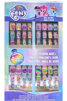 My Little Pony - Townley Girl 48 Pcs Press-On Nails Artificial False Nails Set for girls, kids with Pre-Glue Full Cover Acrylic Nail Tip Kit, Ages 6  for Parties, Sleepovers and Makeovers Nail Tip, Nails Set, False Nails, Easter Baskets, Nail Tips, Press On Nails, My Little Pony