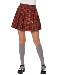 Complete your Harry Potter-inspired Halloween costume when you get this officially licensed Gryffindor Skirt! This plaid skirt features the iconic Gryffindor logo, serving as the perfect finishing touch to your incredible outfit. Officially licensed Includes: Skirt Material: Polyester, rayon Care: Spot clean Imported Note: Shirt, shoes, and accessories sold separately Harry Potter Gryffindor Outfits, Harry Potter Outfit Ideas Gryffindor, Gryffindor Inspired Outfits, Harry Potter Skirt, Gryffindor Logo, Gray Skirt Outfit, Gryffindor Outfit, Home Halloween Costumes, Harry Potter Outfits