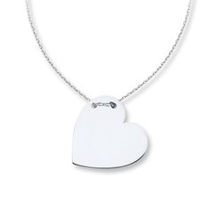 Simply captivating, this contemporary necklace for her features a heart of 14K white gold, threaded through the top with an adjustable 16- to 18-inch cable chain. The necklace secures with a lobster clasp. Modern Necklaces For Anniversary On Valentine's Day, Modern Necklaces For Valentine's Day Anniversary, Modern Sterling Silver Heart Necklace, Modern Heart-shaped Sterling Silver Necklace, Modern Heart Charm Necklace As Gift, Modern Heart Charm Necklace Gift, Modern Sterling Silver Heart Pendant Necklace, Sterling Silver Heart Necklace With Cable Chain, White Gold Heart Pendant Necklace With Cable Chain