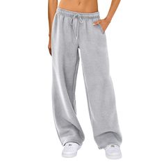 PRICES MAY VARY. ✔Quality Material: Women's sweatpants, 95% polyester + 5% spandex, skin-friendly fabric, soft and elastic texture, thickening, super warm, comfortable to wear all year round, women and teenage girls. ✔Features: Women's straight leg sweatpants, sports casual pants, elastic, solid color, low mid-high waist, loose, deep pockets on both sides and two back pockets, drawstring high waist design, women's trousers, women's casual sweatpants, casual style, simple and stylish women's long Aesthetic Dream, Running Trousers, Wide Leg Joggers, Clothes Wishlist, Lounge Pants Womens, Baggy Sweatpants, High Waist Trousers, Amazon Clothes, Wide Leg Sweatpants