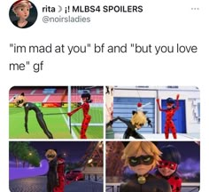 an image of some cartoon characters with caption that reads, i'm mad at you and but you love me gf