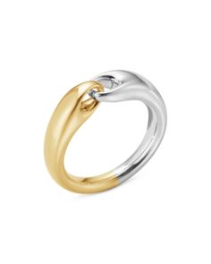 Georg Jensen Reflect Two-Tone Small Link Ring Two Tone Engagement Ring And Wedding Band, George Jensen Ring, George Jensen Jewelry, Two Toned Jewelry, Laos Jewelry, Georg Jensen Ring, Open Ring Design, Two Tone Jewelry, Contemporary Rings