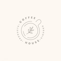 the logo for coffee house is shown on a white background with a gray circle around it